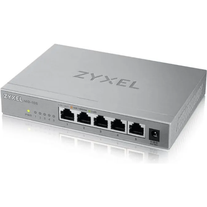 Коммутатор ZYXEL (L2) 5x2.5Гбит/с 1SFP+ неуправляемый XMG-105-ZZ0101F